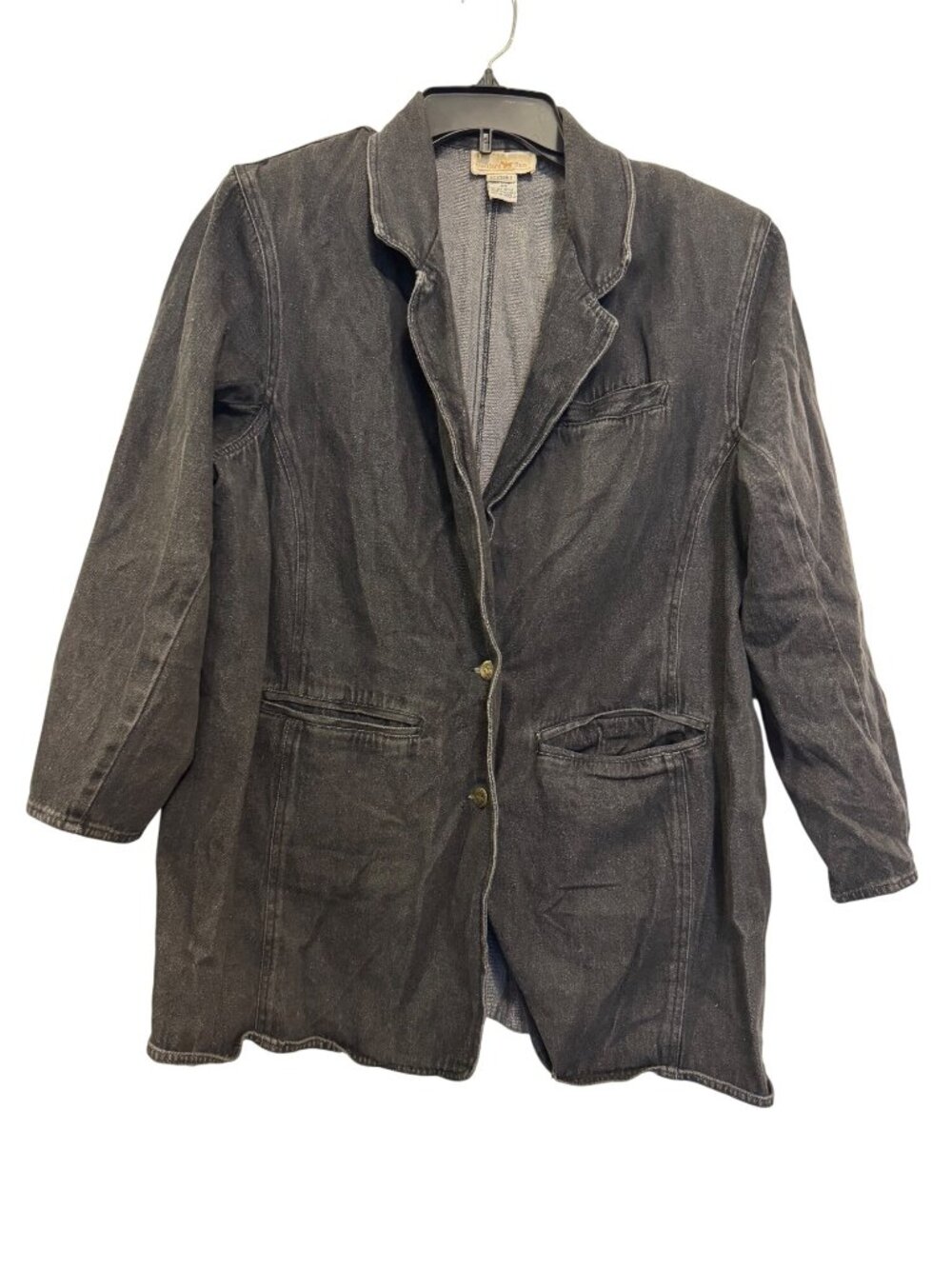 Hunters Run Black Denim Blazer Jacket A4 Mens Size 24"